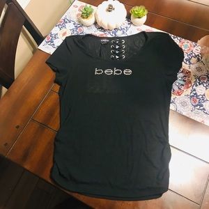 Bebe Rhinestone Logo Tee